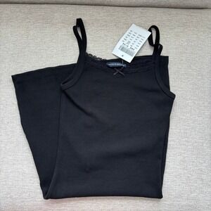 NWT Brandy Melville Belle Lace Dress One Size Black Bow Slip Coquette Cottage